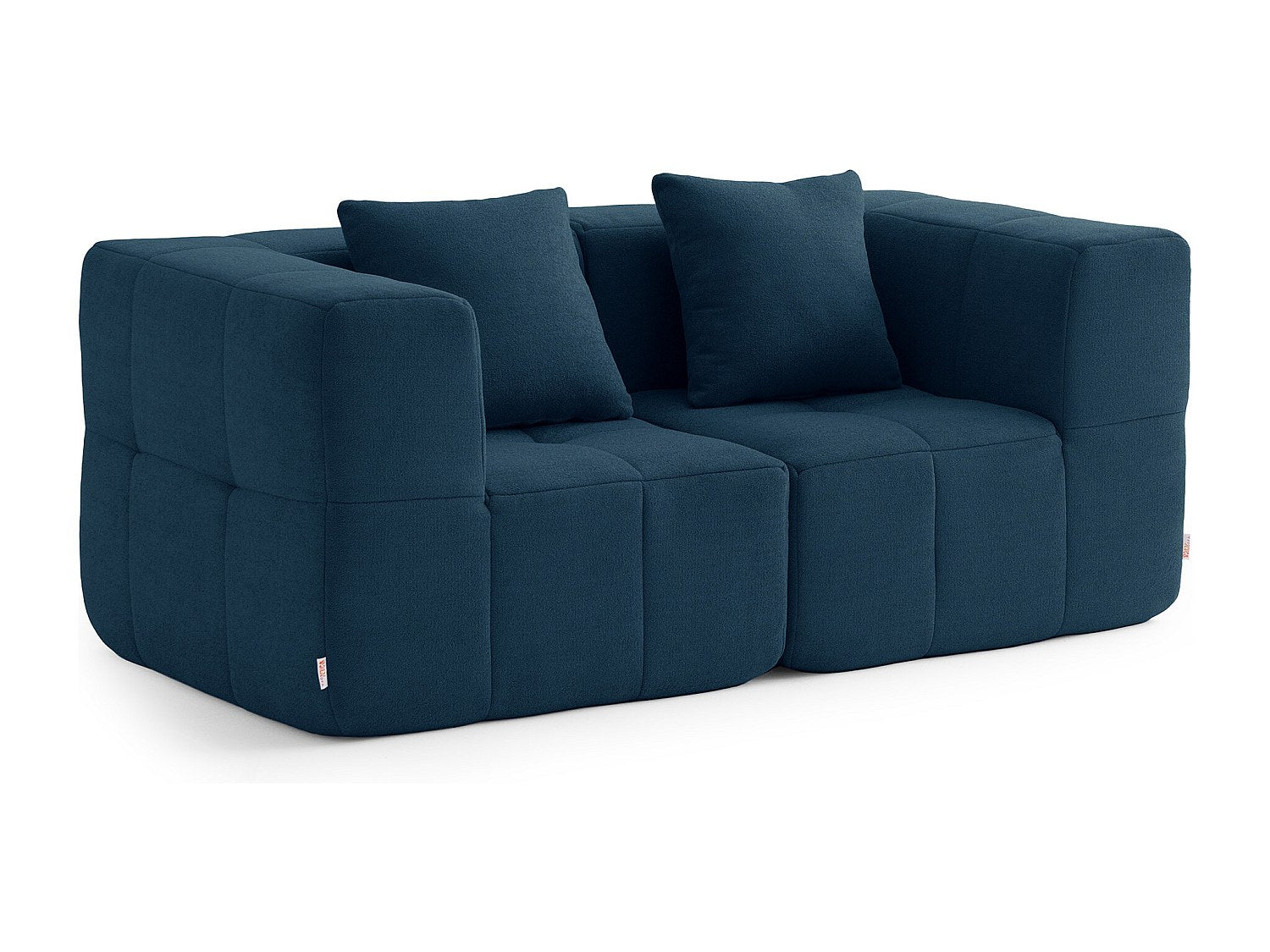Canapé modulable 2 places bleu tissu