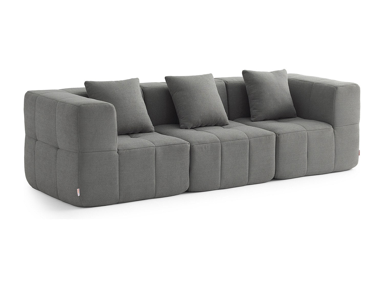Canapé modulable 3 places gris tissu