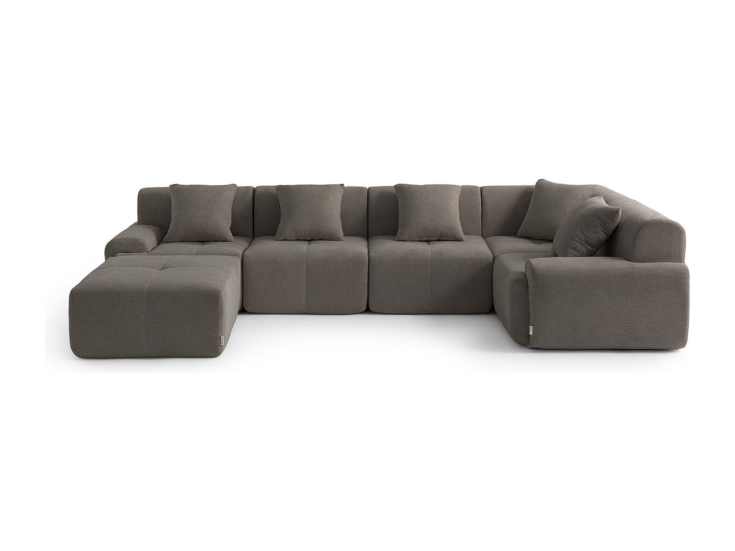 Méridienne pour canapé modulable 5 places marron tissu