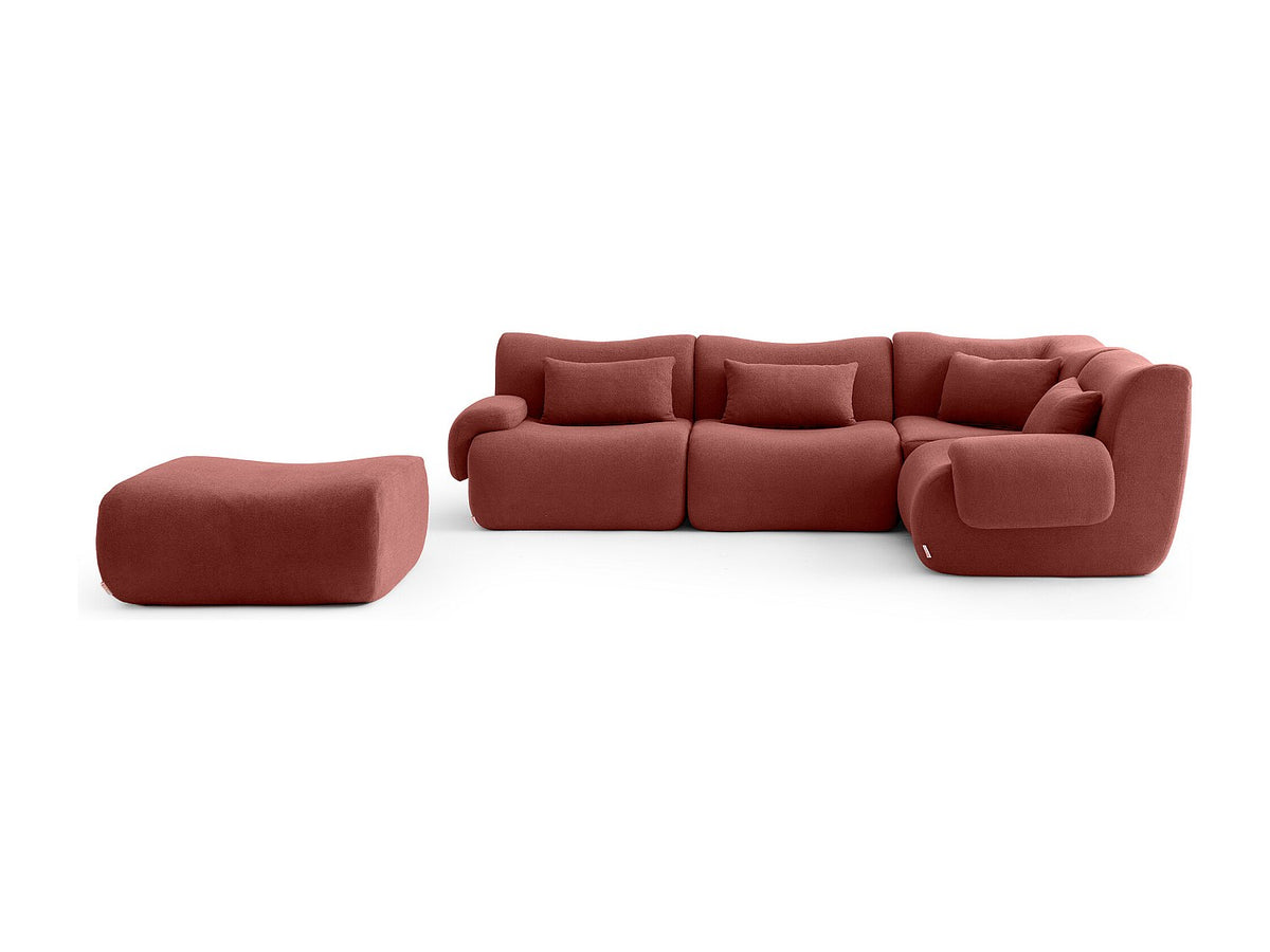 Méridienne pour canapé modulable 4 places orange tissu