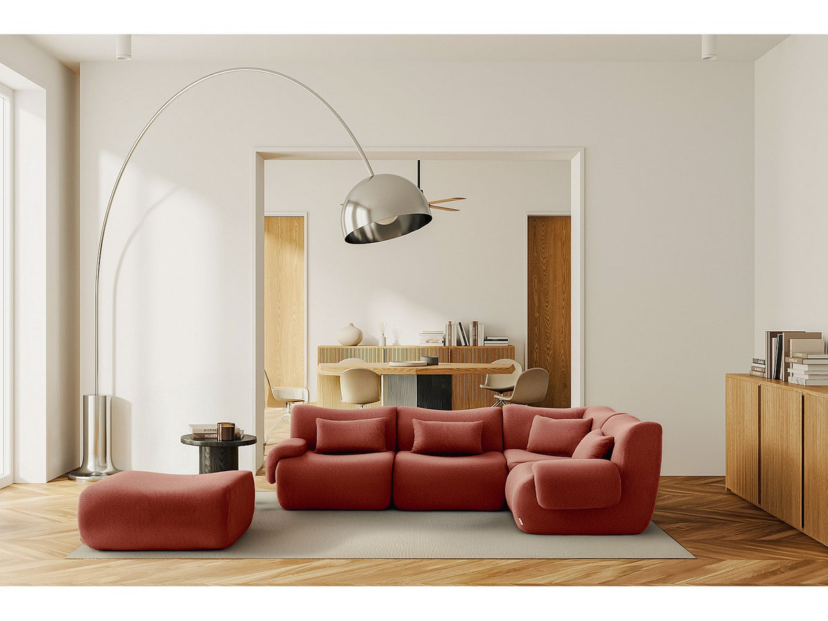 Méridienne pour canapé modulable 4 places orange tissu