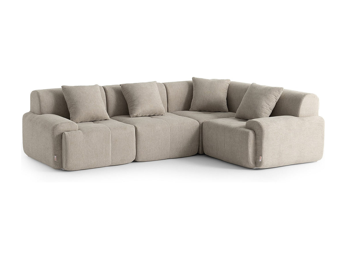 Méridienne pour canapé modulable 4 places beige tissu