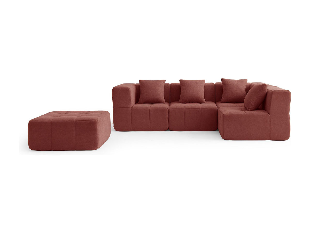 Méridienne pour canapé modulable 4 places orange tissu