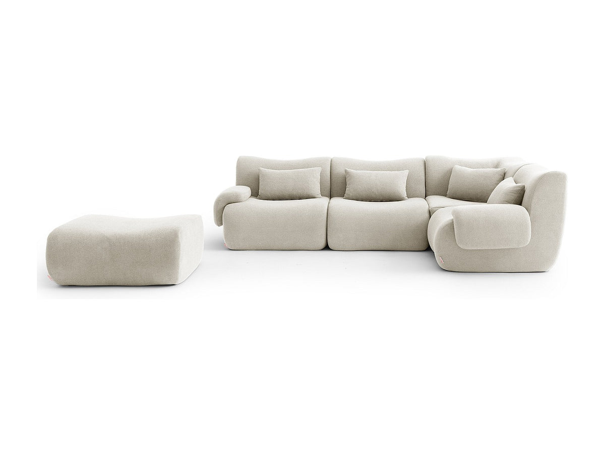 Méridienne pour canapé modulable 4 places beige tissu