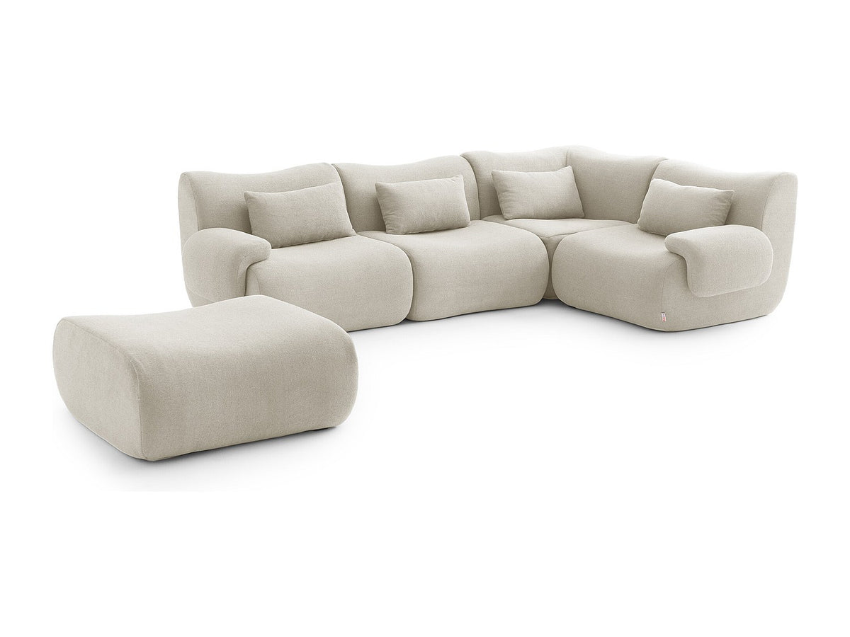 Méridienne pour canapé modulable 4 places beige tissu