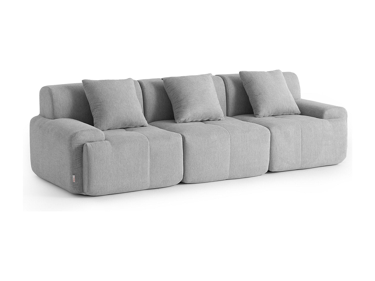 Canapé modulable 3 places gris tissu