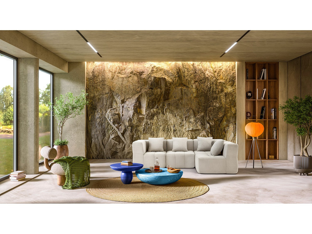Canapé modulable 4 places beige tissu