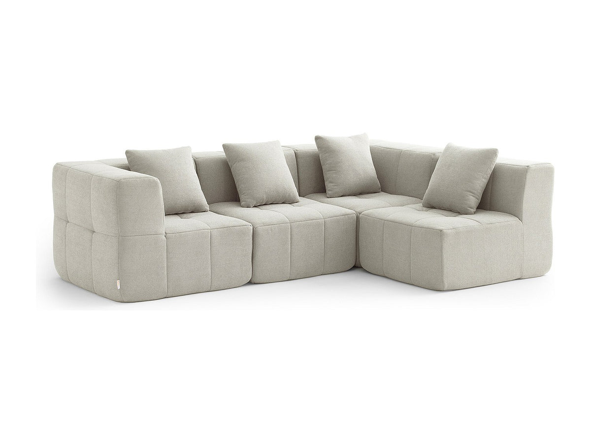 Canapé modulable 4 places beige tissu