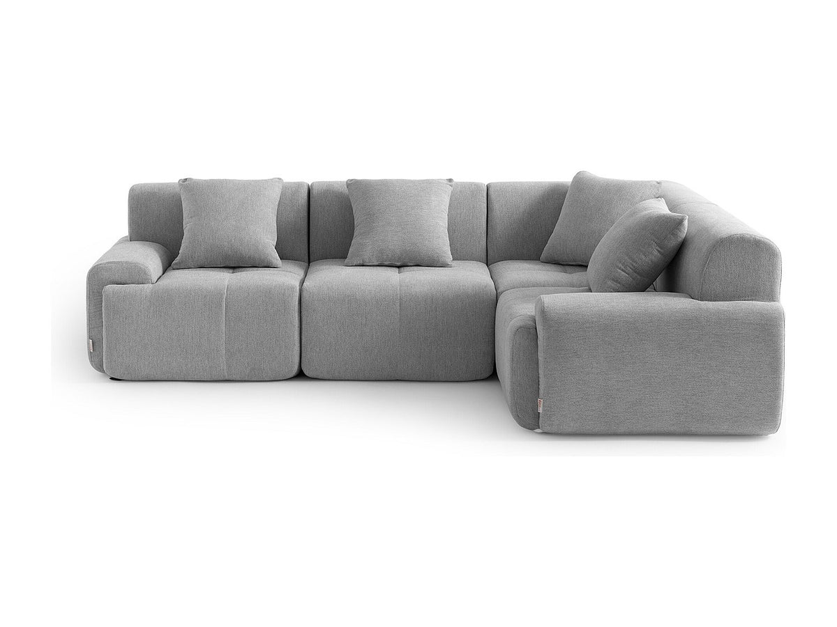 Canapé modulable 4 places gris tissu