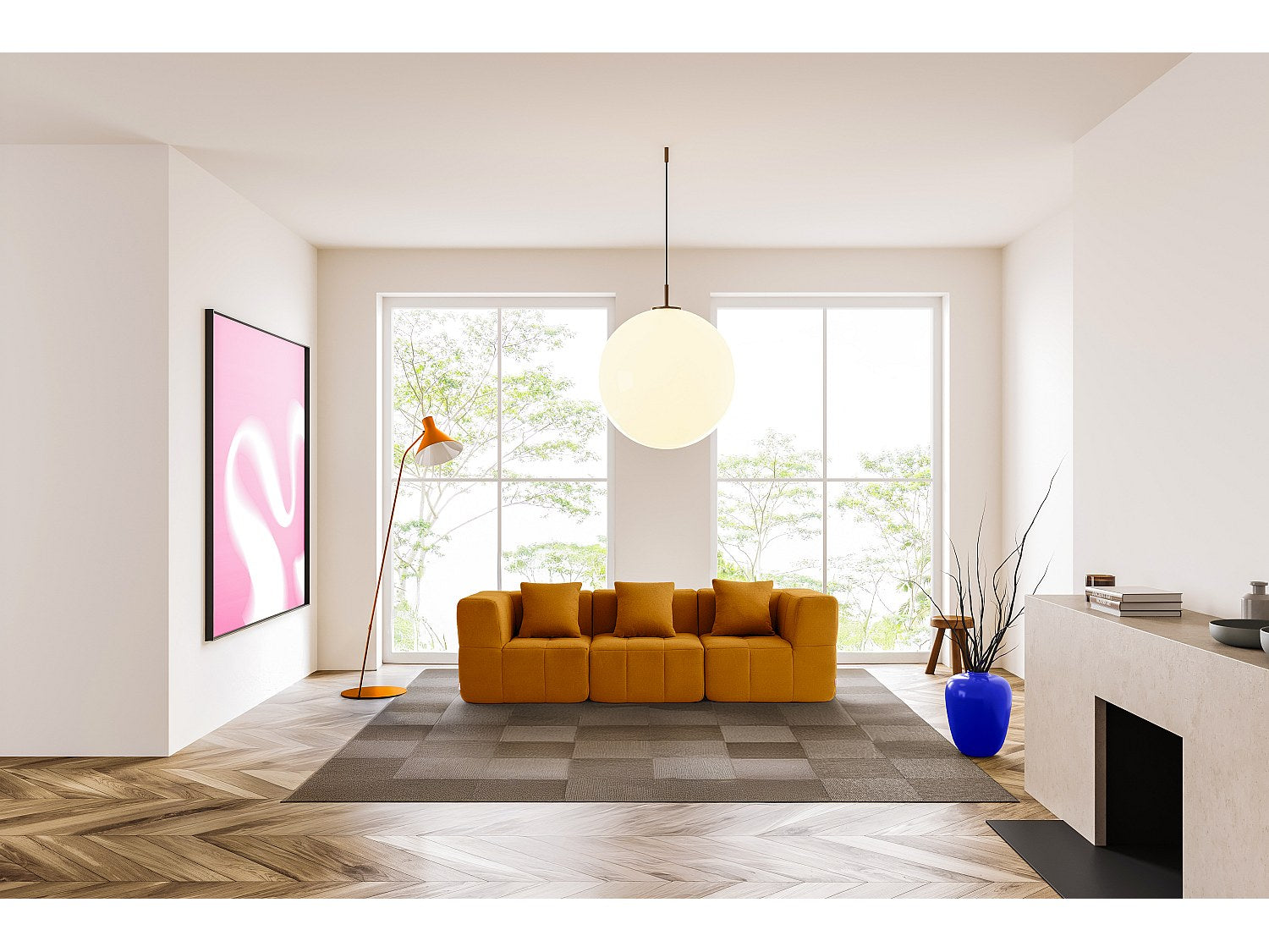Canapé modulable 3 places marron tissu