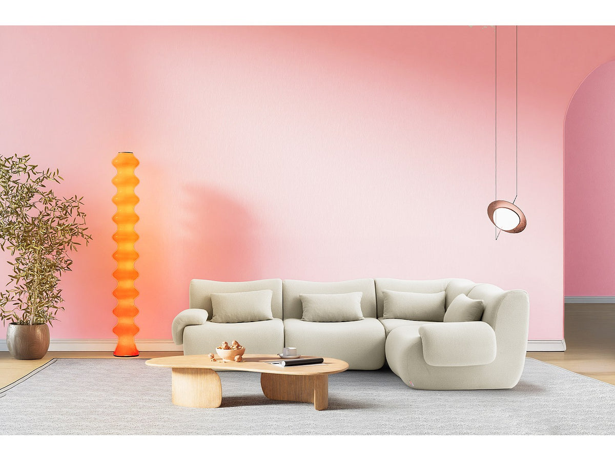 Canapé modulable 4 places beige tissu