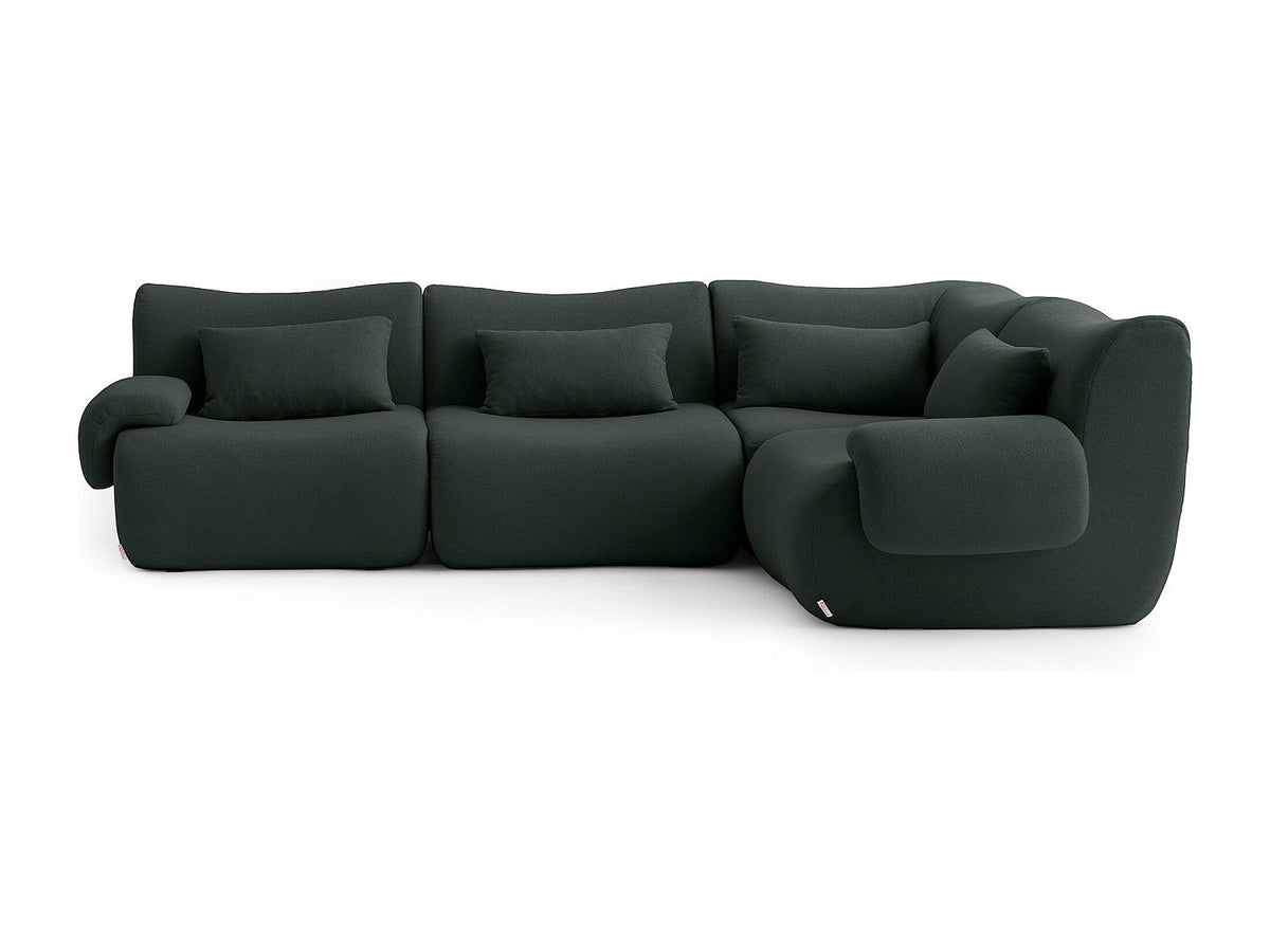 Canapé modulable 4 places vert tissu