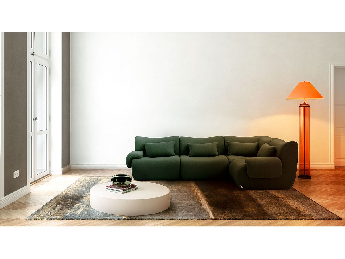 Canapé modulable 4 places vert tissu