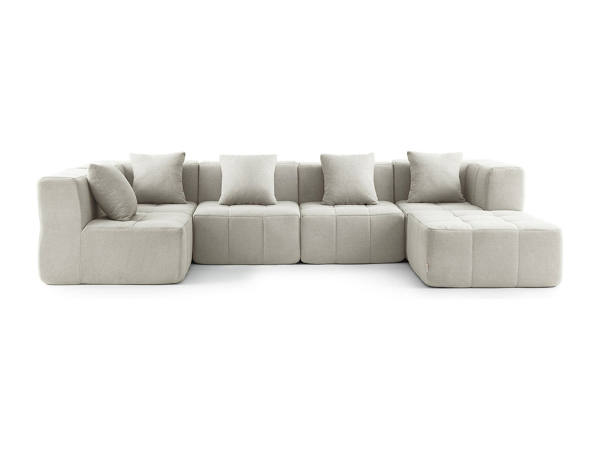 Méridienne pour canapé modulable 5 places beige tissu