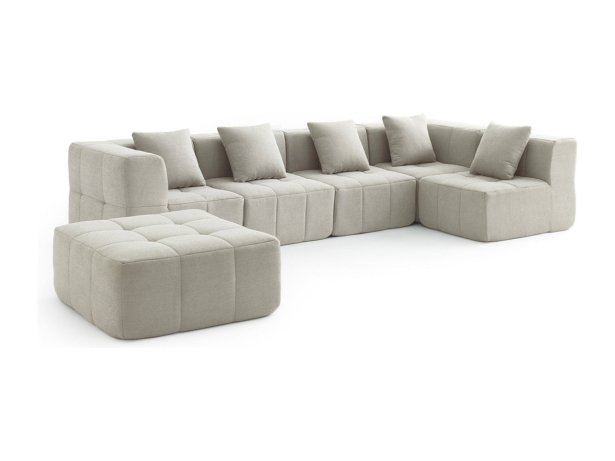 Méridienne pour canapé modulable 5 places beige tissu
