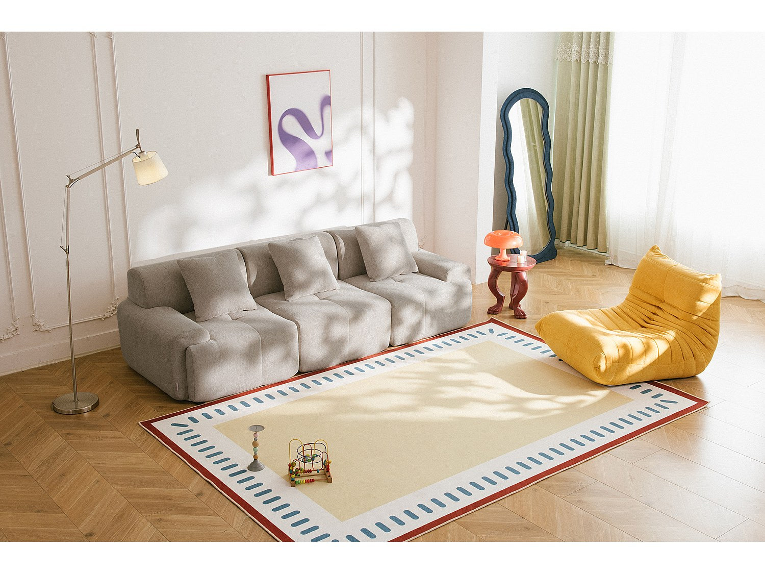Canapé modulable 3 places beige tissu