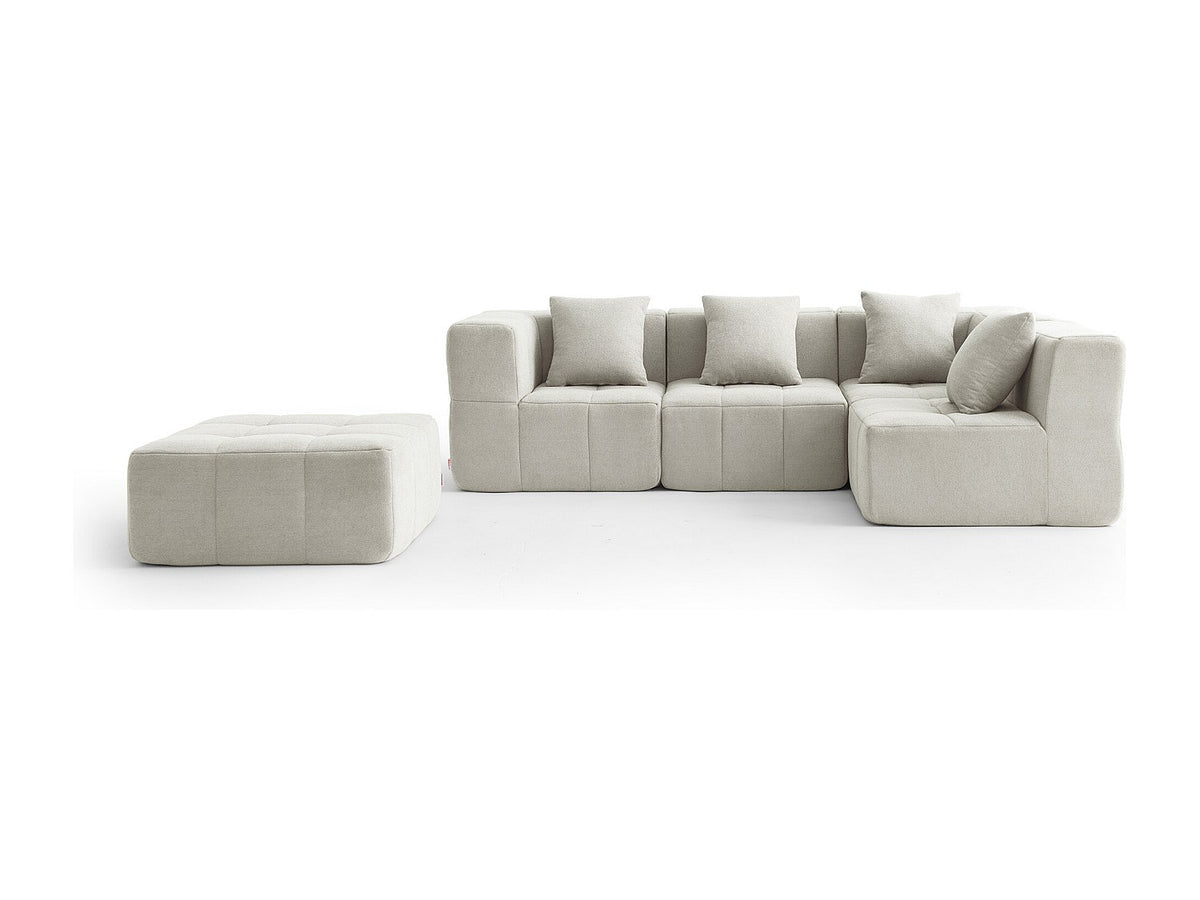 Méridienne pour canapé modulable 4 places beige tissu