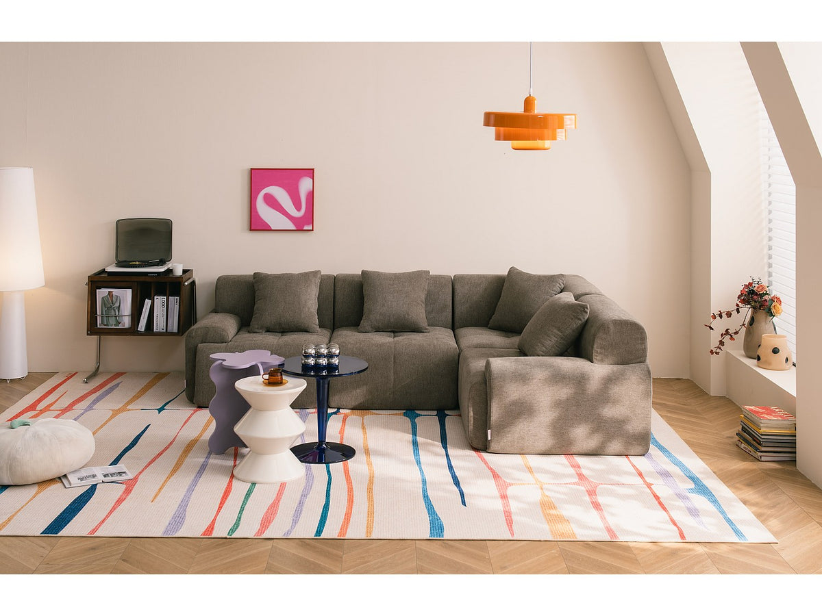Canapé modulable 4 places marron tissu