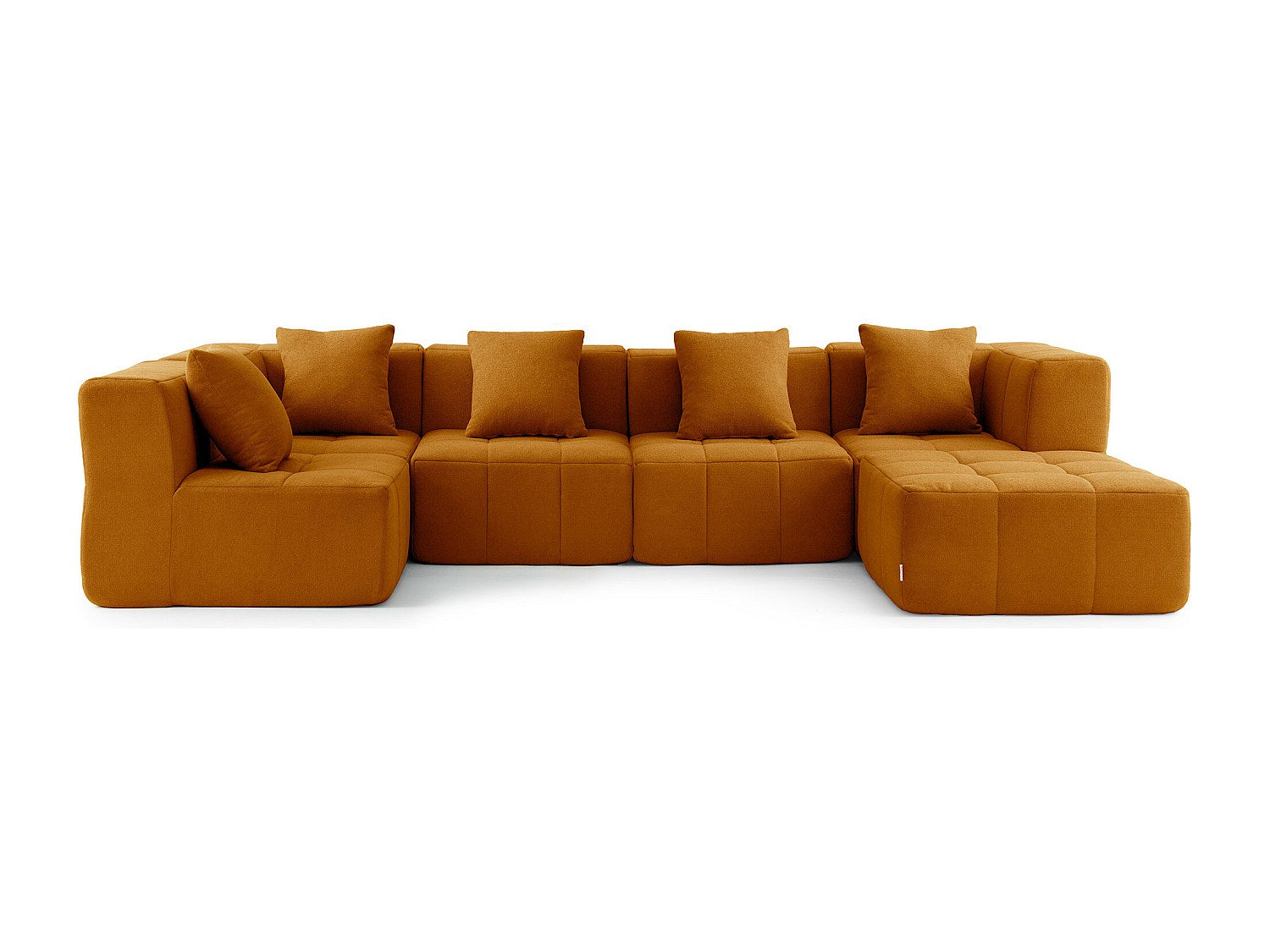 Méridienne pour canapé modulable 5 places marron tissu