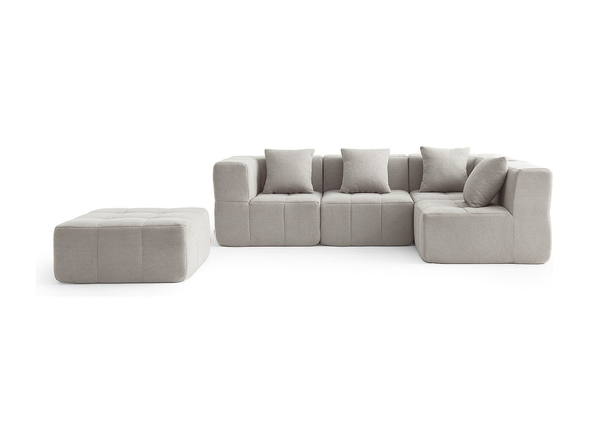 Méridienne pour canapé modulable 4 places beige tissu
