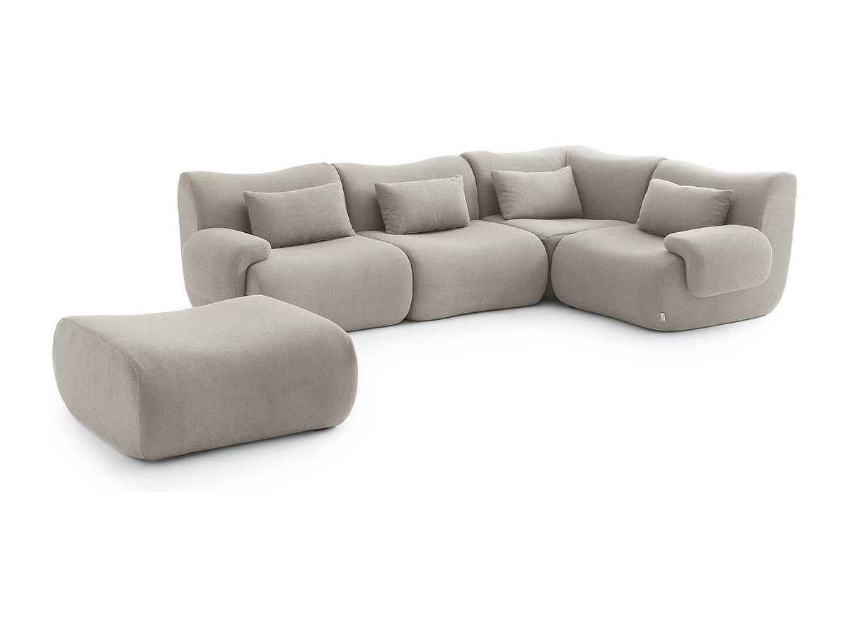 Méridienne pour canapé modulable 4 places beige tissu