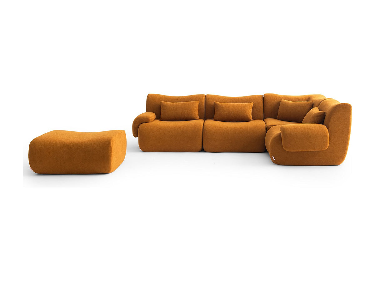 Méridienne pour canapé modulable 4 places marron tissu