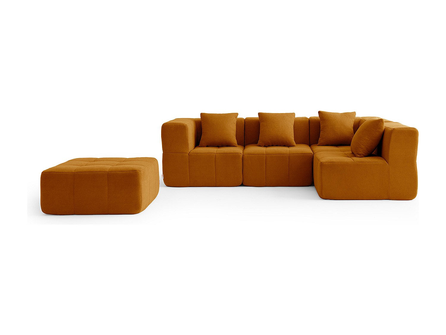 Méridienne pour canapé modulable 4 places marron tissu