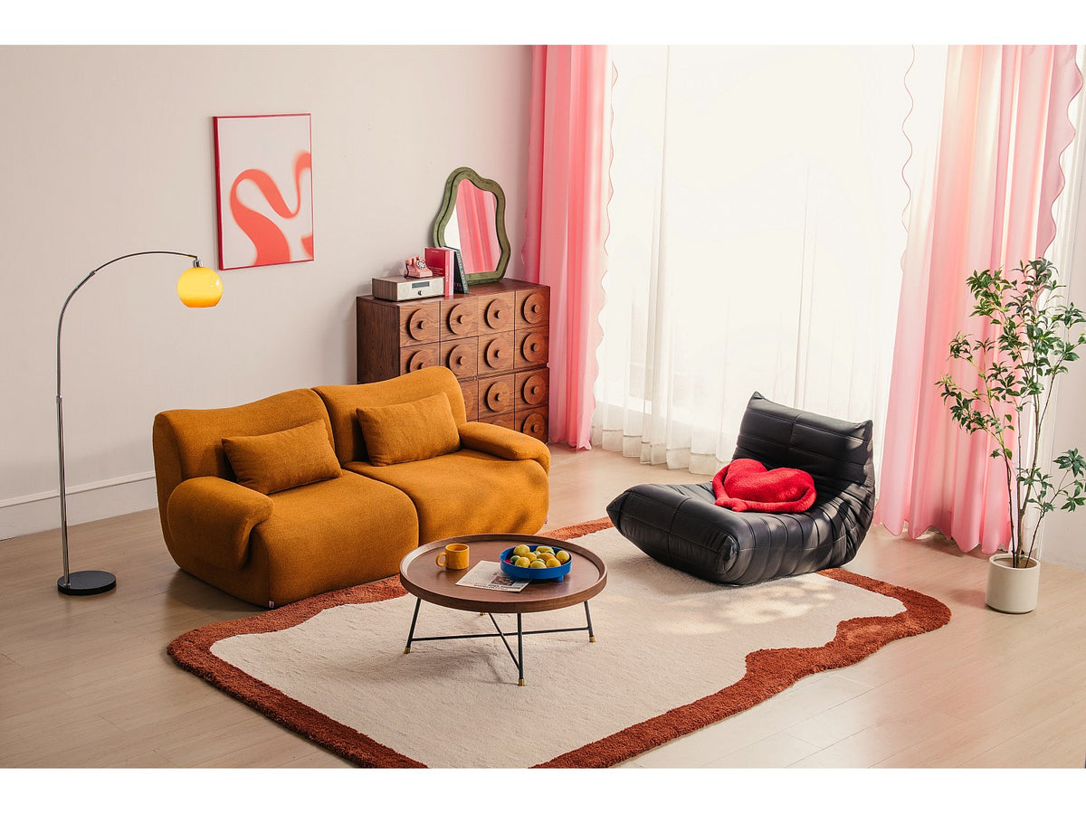Canapé modulable 2 places marron tissu