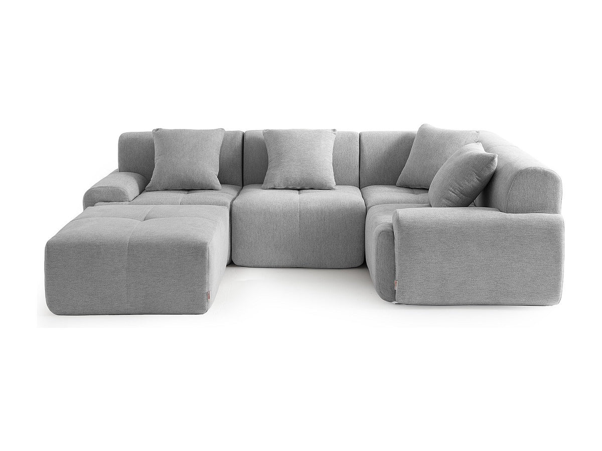 Méridienne pour canapé modulable 4 places gris tissu