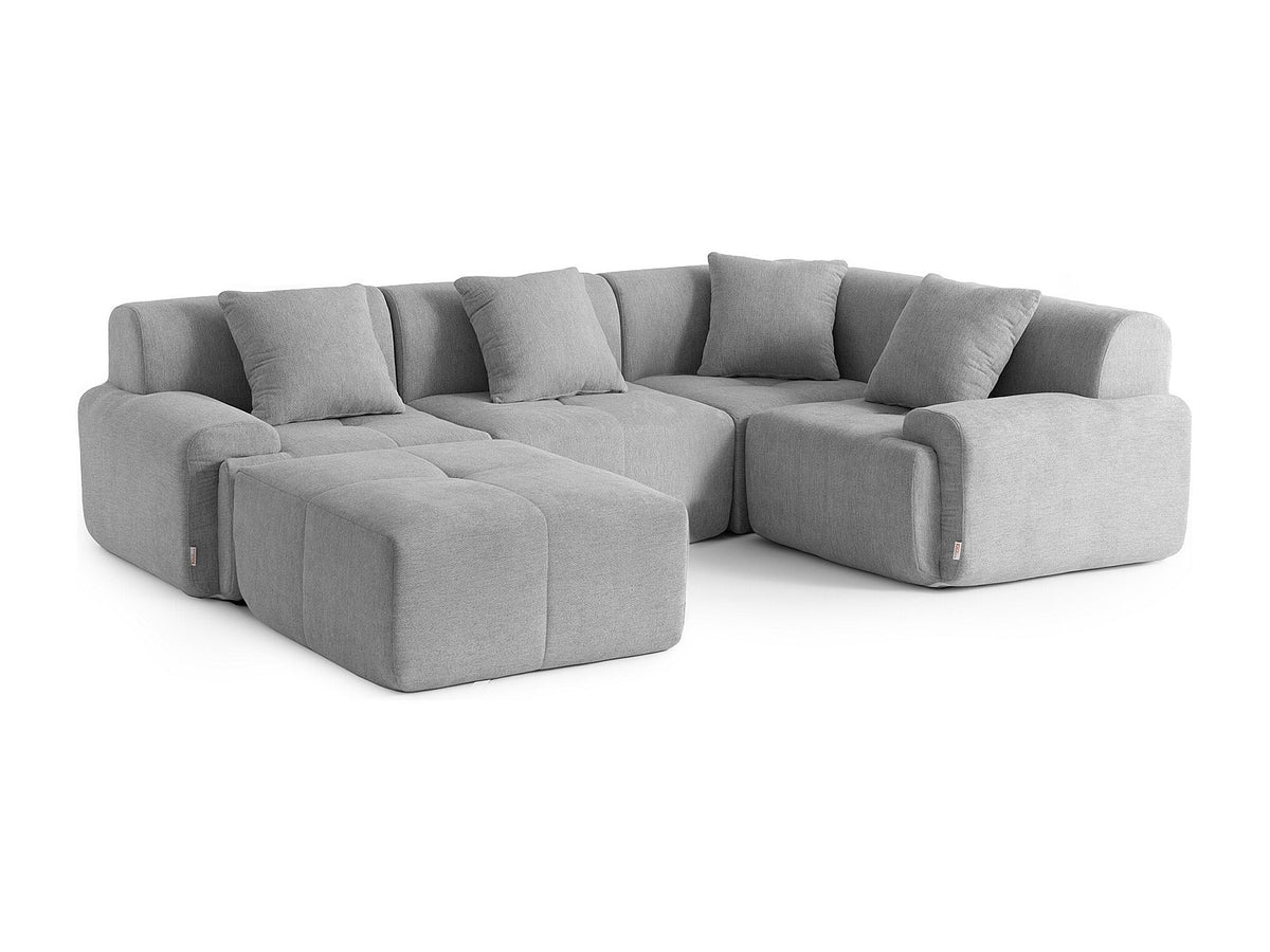Méridienne pour canapé modulable 4 places gris tissu