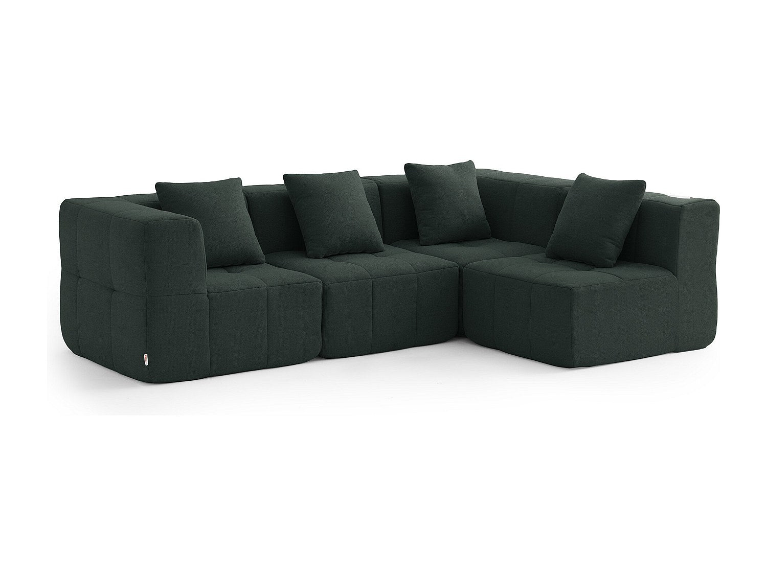 Canapé modulable 4 places vert tissu
