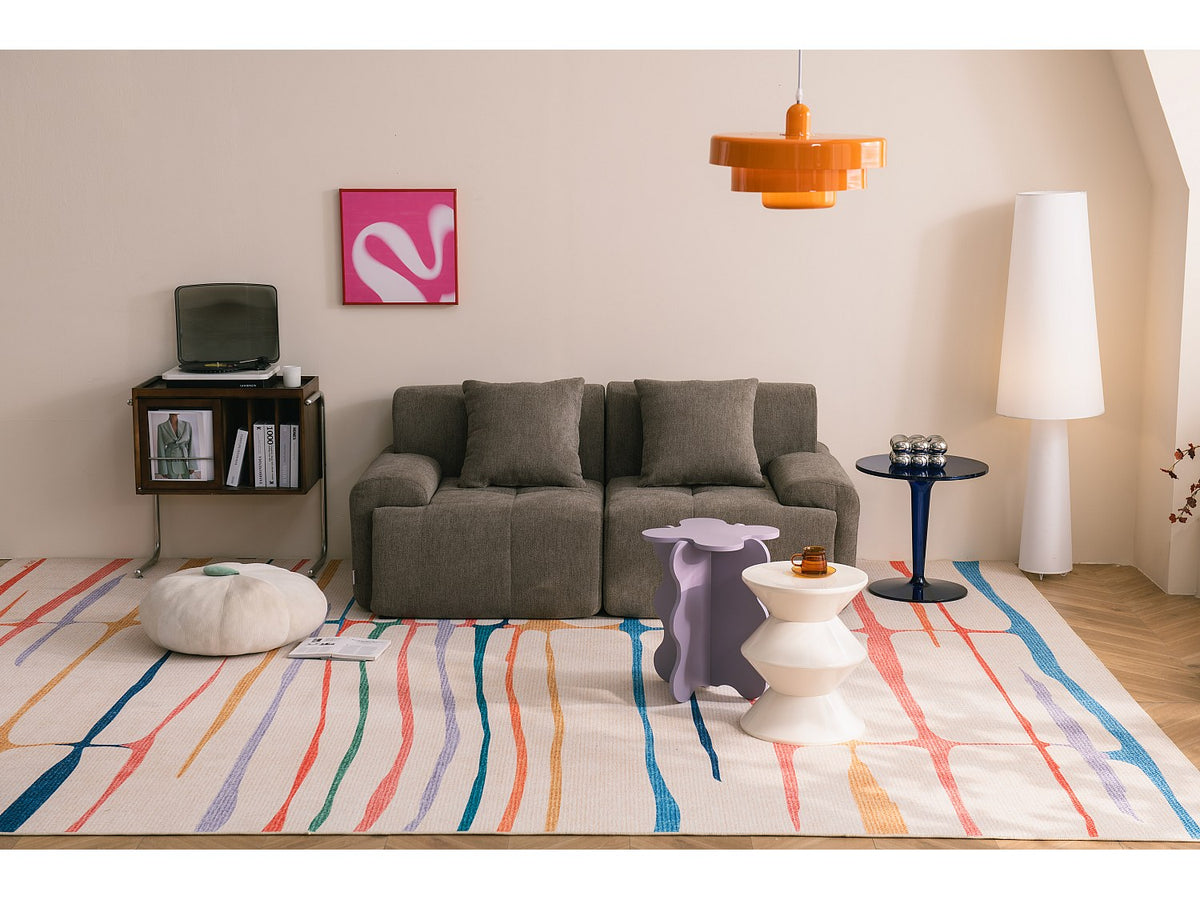 Canapé modulable 2 places marron tissu