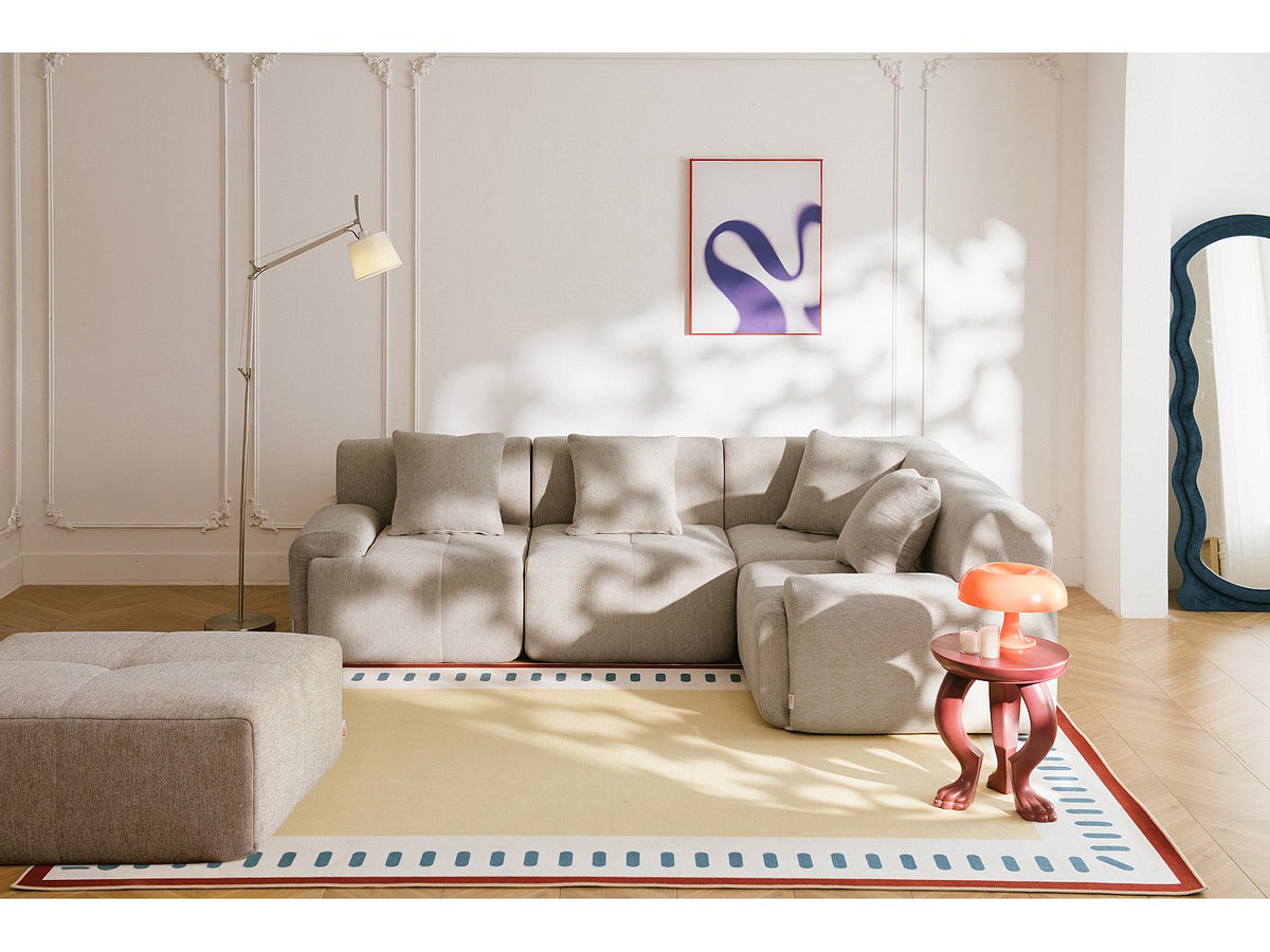 Méridienne pour canapé modulable 4 places beige tissu