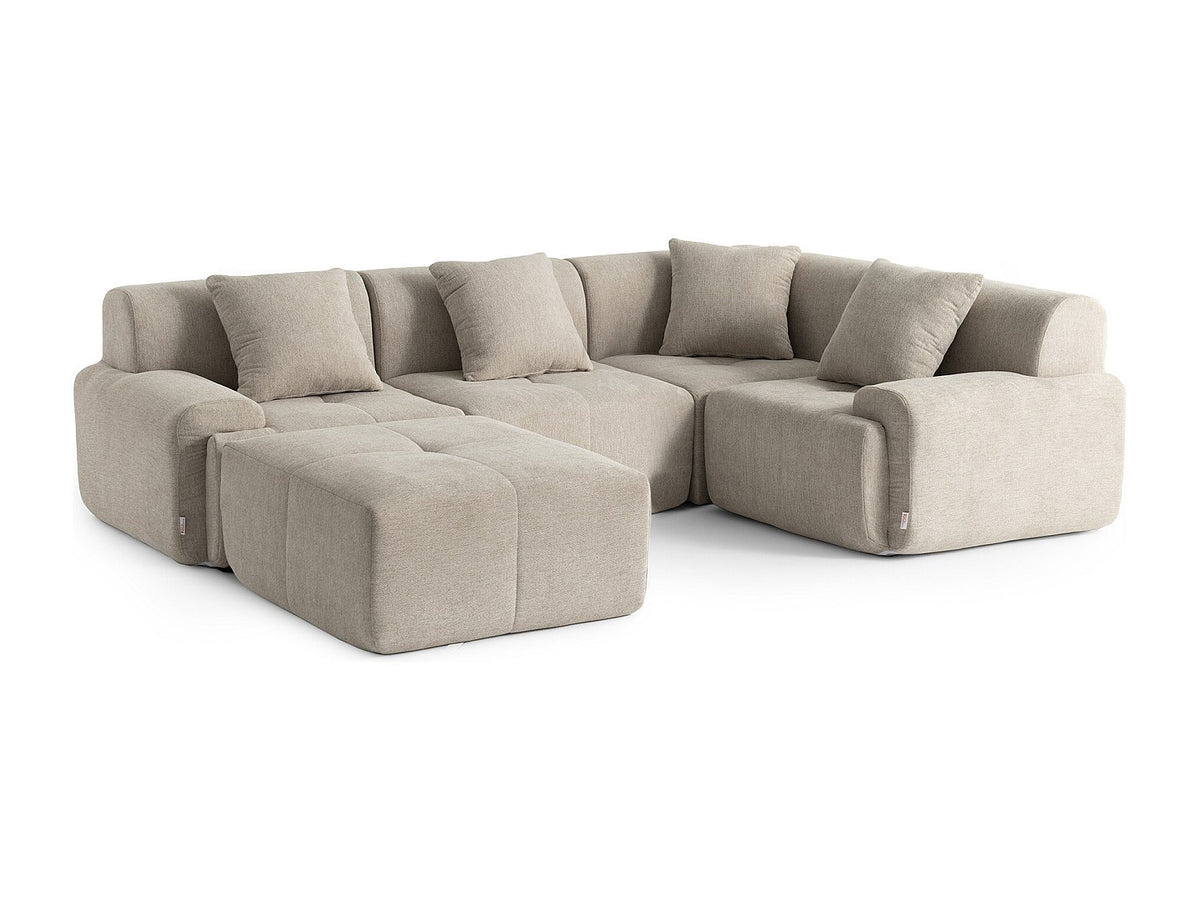 Méridienne pour canapé modulable 4 places beige tissu