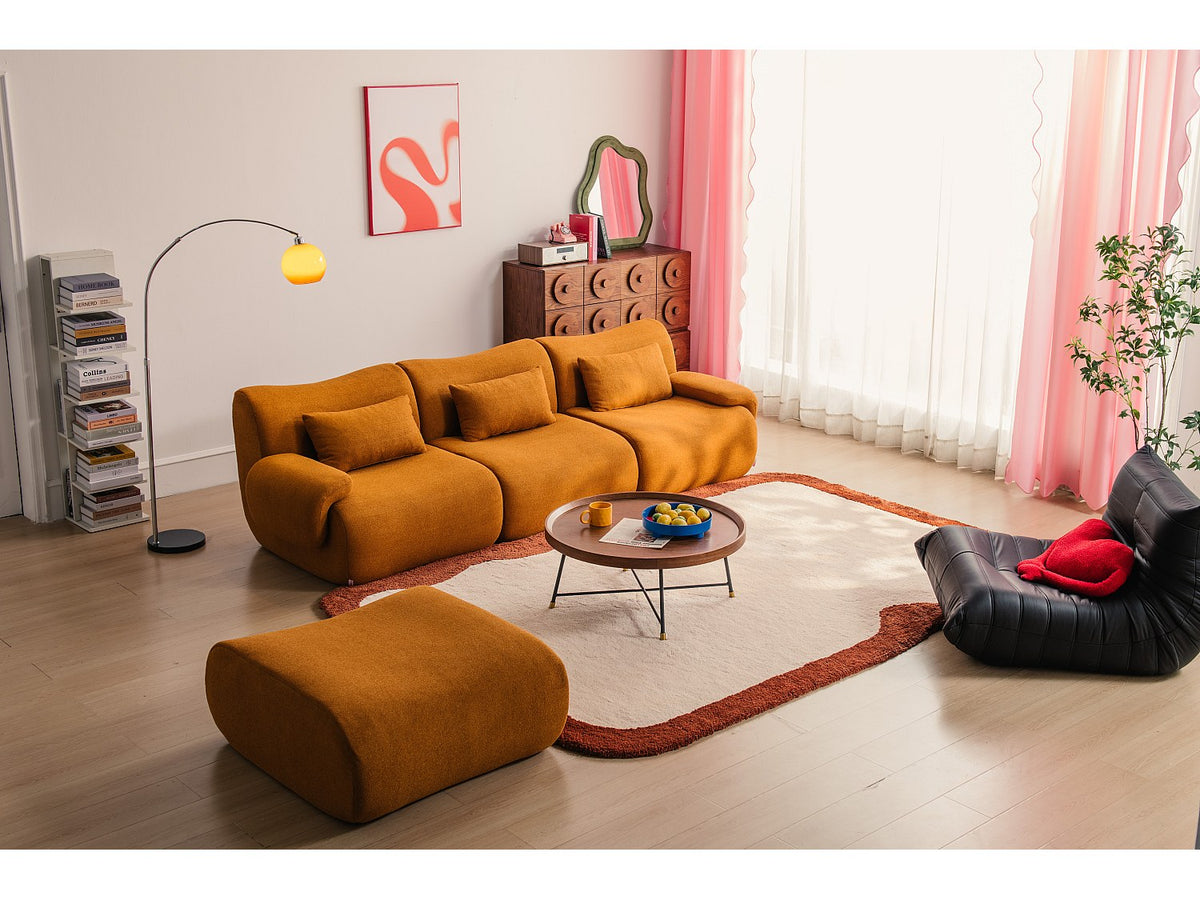 Méridienne pour canapé modulable 3 places marron tissu
