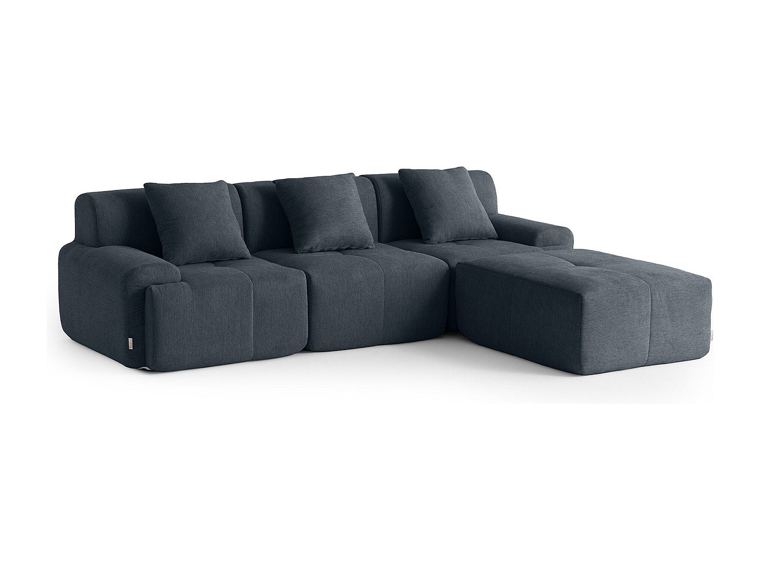 Méridienne pour canapé modulable 3 places bleu tissu