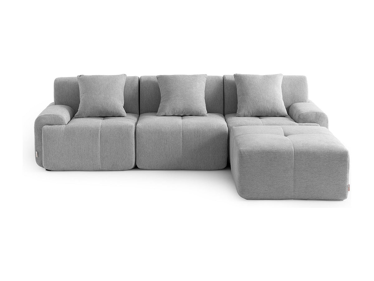 Méridienne pour canapé modulable 3 places gris tissu