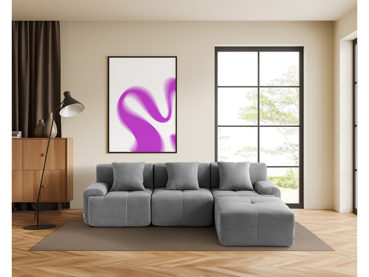 Méridienne pour canapé modulable 3 places gris tissu