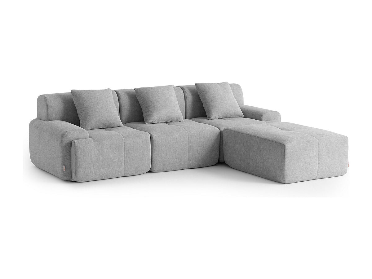 Méridienne pour canapé modulable 3 places gris tissu