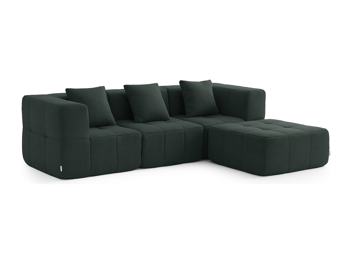 Méridienne pour canapé modulable 3 places vert tissu