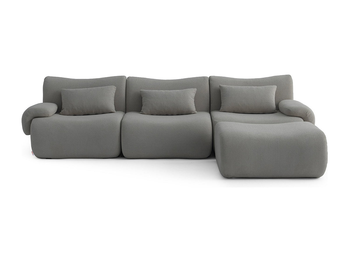 Méridienne pour canapé modulable 3 places gris tissu