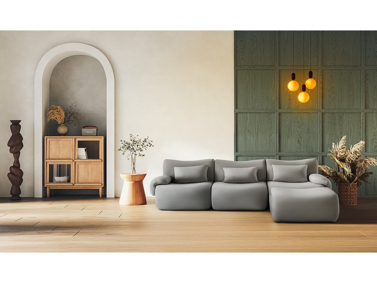 Méridienne pour canapé modulable 3 places gris tissu