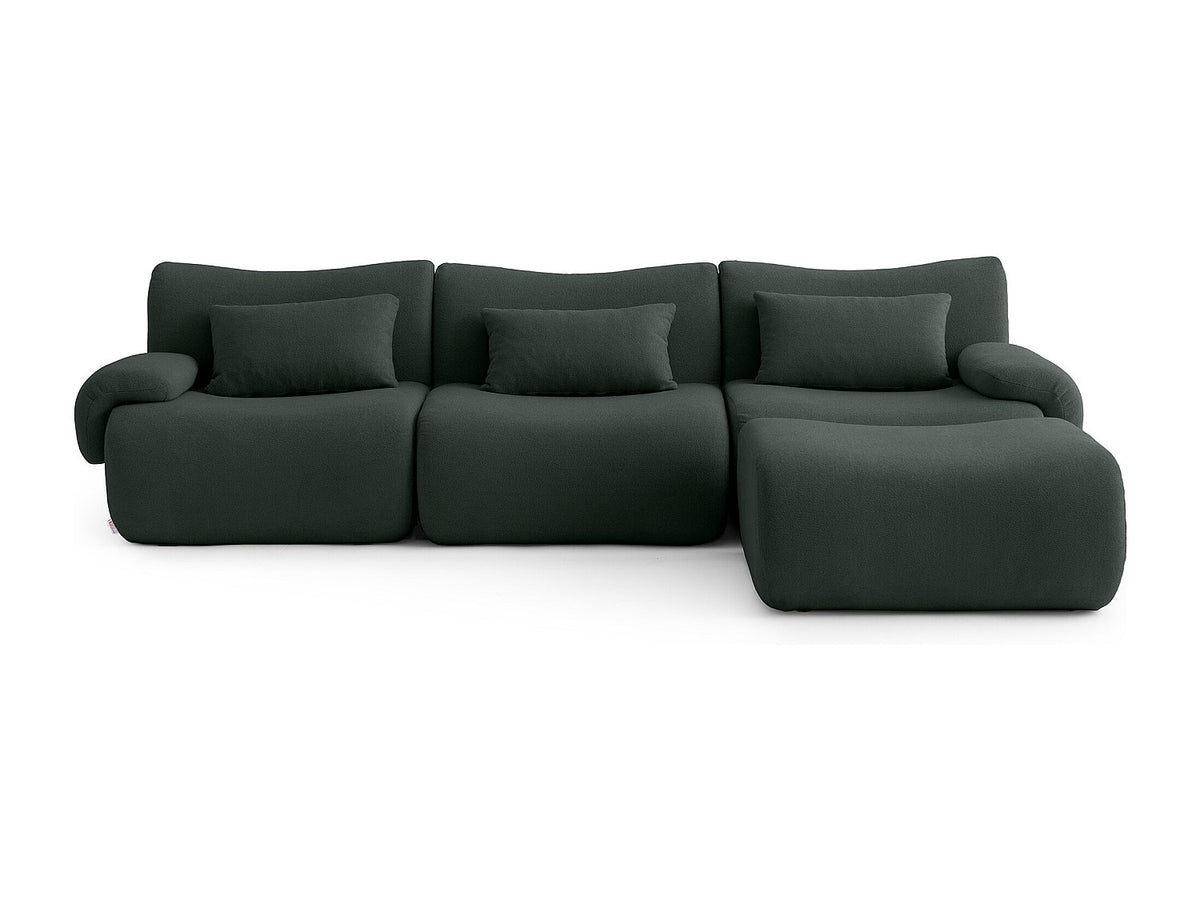 Méridienne pour canapé modulable 3 places vert tissu