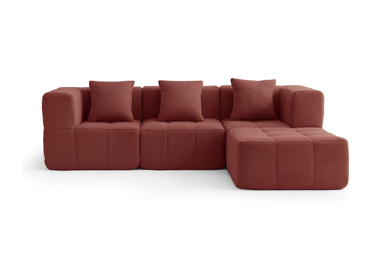 Méridienne pour canapé modulable 3 places orange tissu