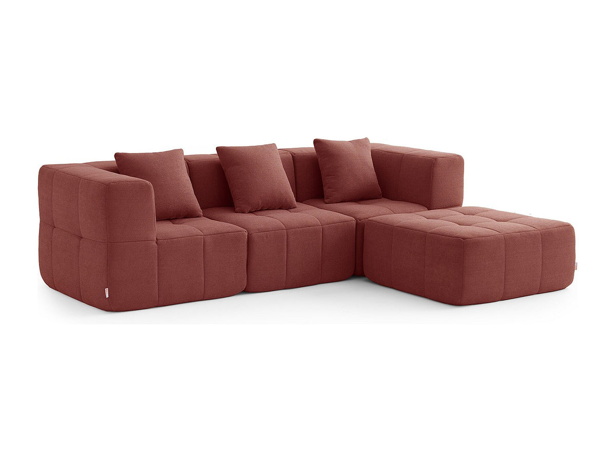 Méridienne pour canapé modulable 3 places orange tissu