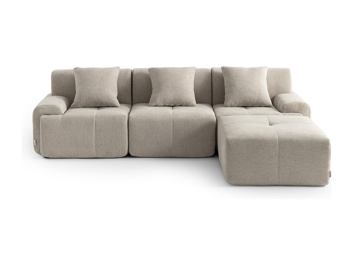 Méridienne pour canapé modulable 3 places beige tissu