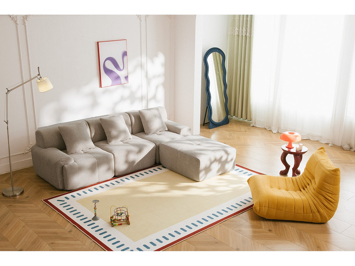 Méridienne pour canapé modulable 3 places beige tissu