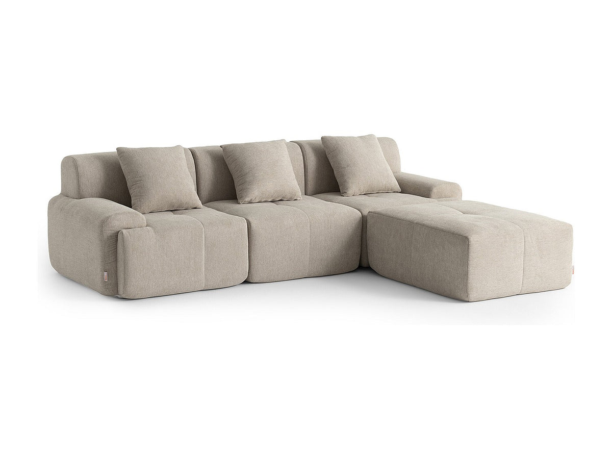Méridienne pour canapé modulable 3 places beige tissu