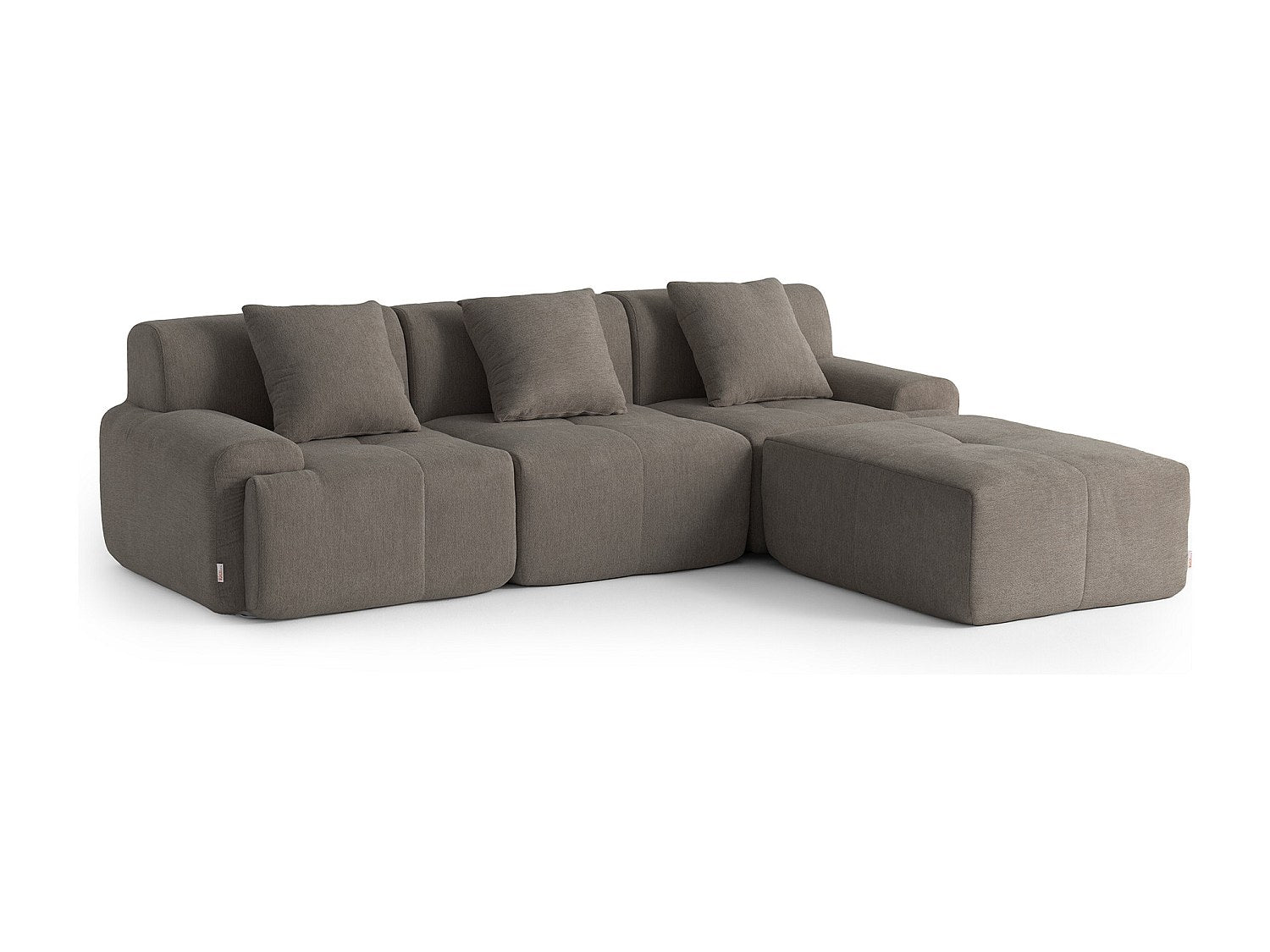 Méridienne pour canapé modulable 3 places marron tissu