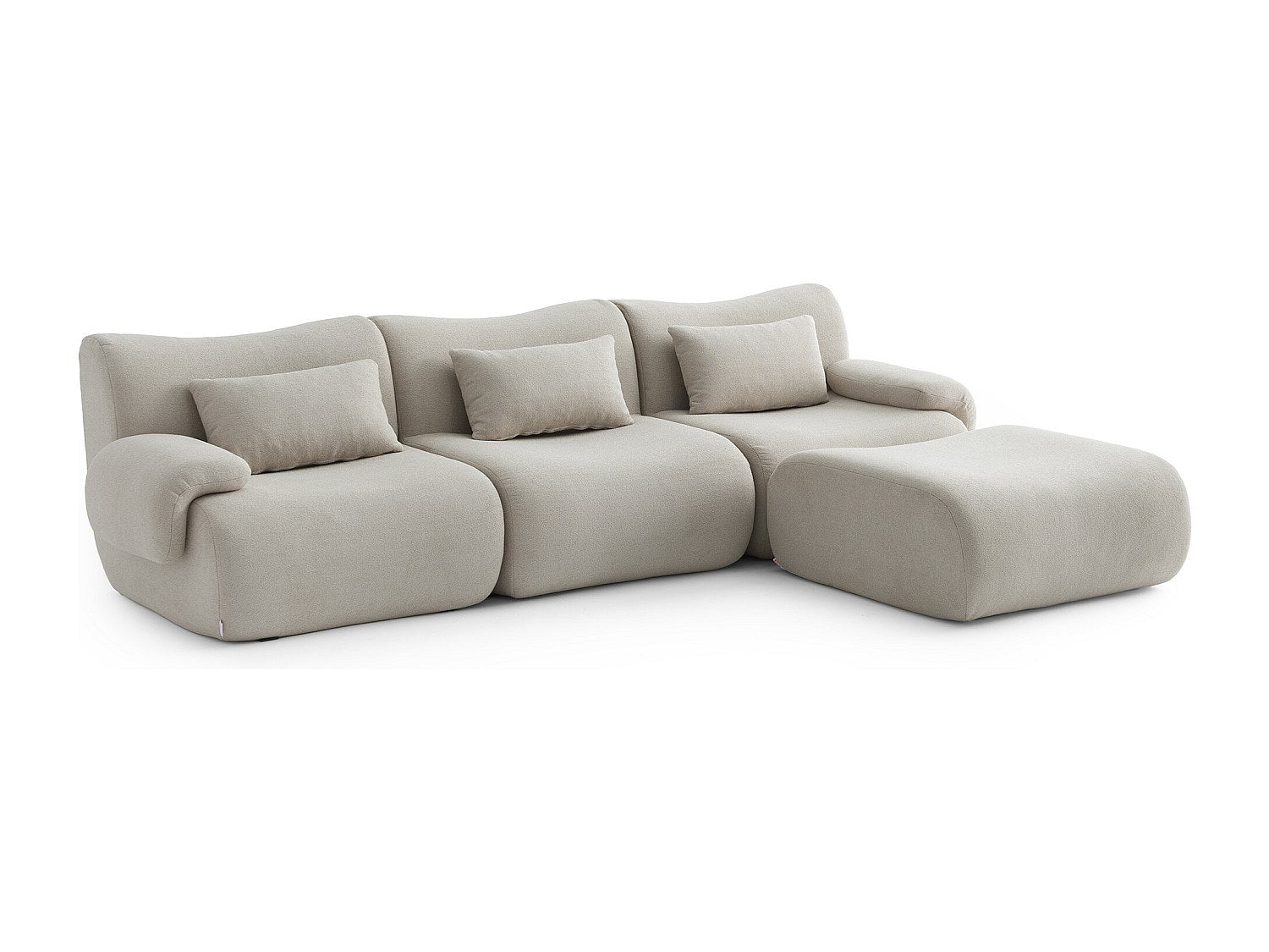 Méridienne pour canapé modulable 3 places beige tissu